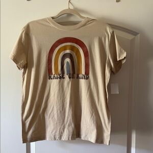 Retro Rainbow Cream and Red Short Sleeve Tee